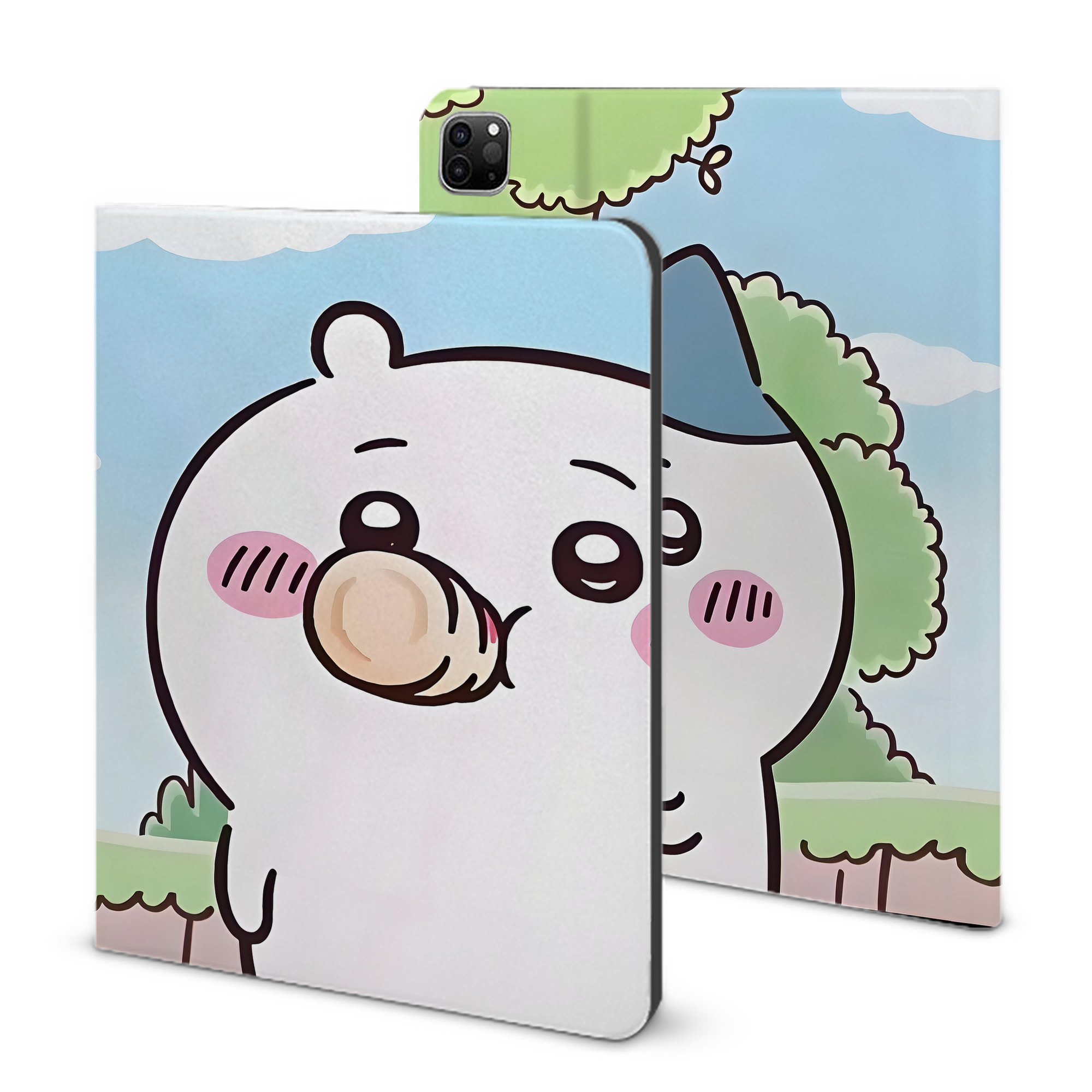 （画像用） ちいかわ Chii-kawa IPad ケース ブック型 PUレザー TPU 耐衝撃 軽量 薄型 ペン収納なし 全面保護 IPad 各モデル対応
